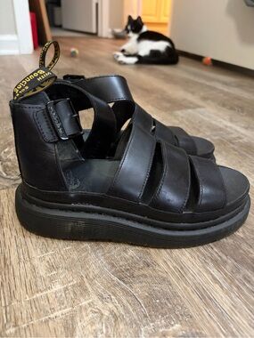 Dr. Martens Gryphon Fisherman Platform Sandals - Black